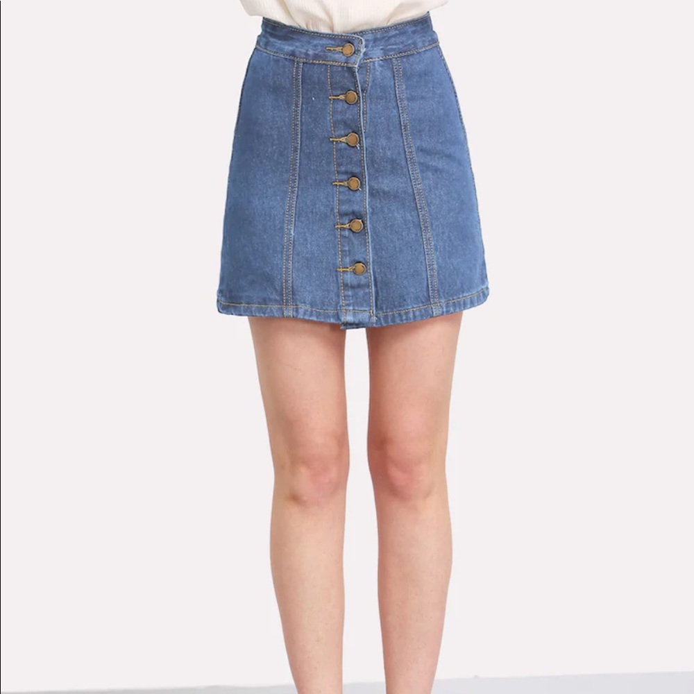 High waisted jean skirt